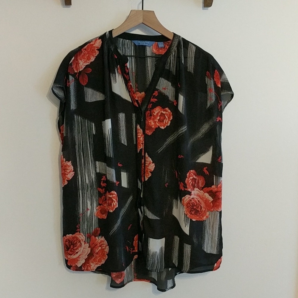 Simply Vera by Vera Wang Rose Button Blouse - XL